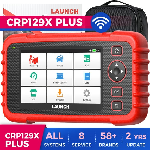LAUNCH CRP129X PLUS Car Diagnostic OBD2 Scanner All System Diagnoses, 8 Hot Services, Oil Reset/Injector /Throttle/SAS/Brake/BMS/TPMS Reset, 2-Year Updates