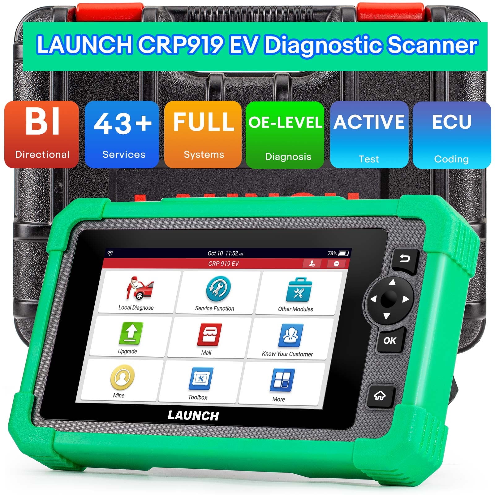 LAUNCH CRP919 EV OBD2 Auto Diagnostic Scanner for Electric Vehicles New ...