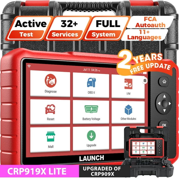 LAUNCH CRP919X Lite Bidirectional Scan Tool, 32 Reset Services, All System Diagnostic Scanner, Injector Coding, Auto VIN OBD2 Scanner Diagnostic Tool with 2-Year Updates
