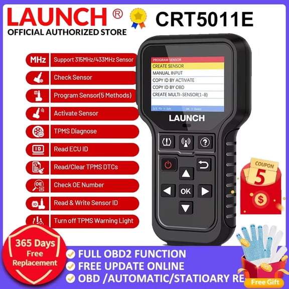 LAUNCH CRT5011E TPMS Activation Diagnostic Tool, Auto Tire Pressure Sensors Support 315/433MHz