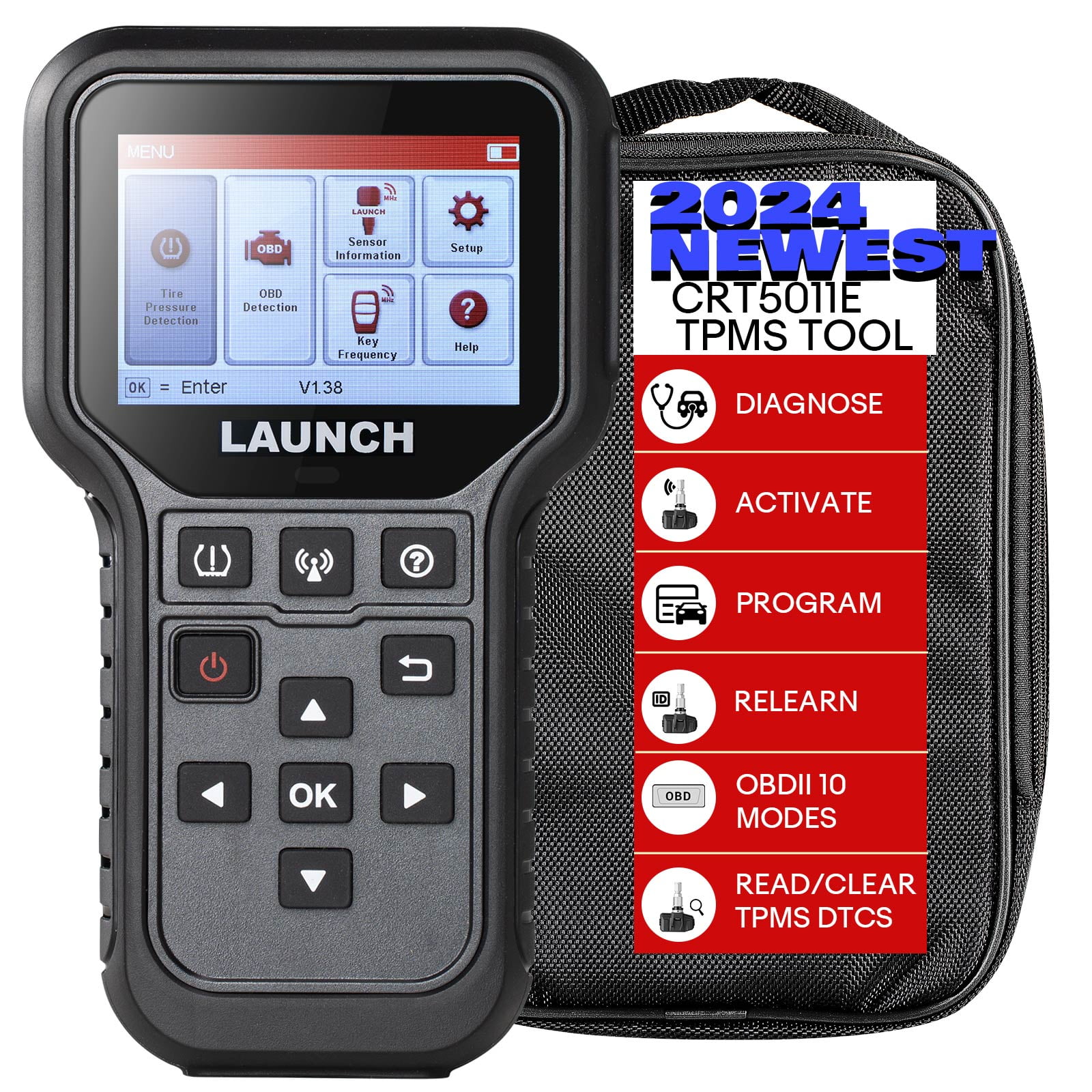 LAUNCH CRT5011E TPMS Activation and Diagnostic Tool, Tire Pressure Monitoring Device, Support 315/433MHz Tire Pressure Sensors
