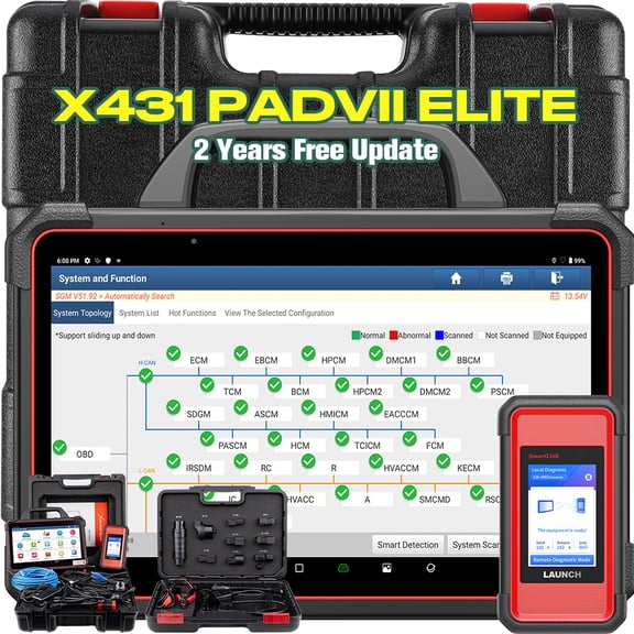 LAUNCH X431 PAD VII Elite, 13.3''Car Diagnostic Scan Tool, J2534 Pr0gramming ECU C0ding Tool, Intelligent Topology, 60+ Services, 2 Years Free Update