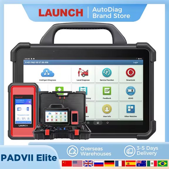 LAUNCH X-431 PAD VII Elite, Car Diagnostic Scan Tool 2534 Reprogramming ECU Coding Tool, Intelligent Topology, 60+ Services 2 Years Free Update Upgraded of X431 PRO5