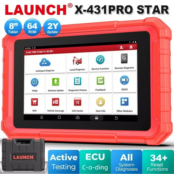 LAUNCH X-431 PRO Star OBD2 Scan Tool, Bi-Directional Car Diagnostic Tablet Scanner,  Full System OBD2 Car Code Reader with 37+ Services, ECU Reset, CANFD, DoIP, FCA AutoAuth, 2 Years Free Update