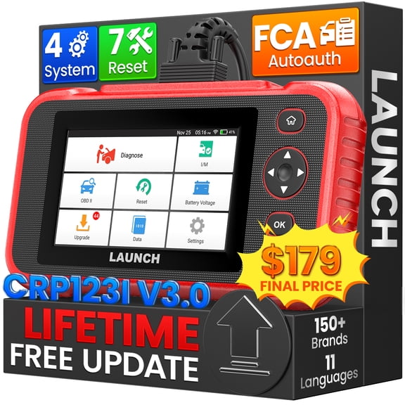 LAUNCH CRP123I V3.0 OBD2 Scanner Diagnostic Tool with 7 Resets, ABS Bleeding, Oil/EPB/D-P-F/SAS/BMS Reset, Throttle Adaptation, Check Engine ABS SRS Transmission Car Code Reader, Lifetime Free Update