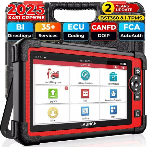LAUNCH X431 CRP919E Cars Diagnostic Scan Tool All System Bidirectional Diagnostic OBD2 Scanner with 31+ Services Functions, ECU Coding, Supports CANFD/DOIP, 2 Years Free Update