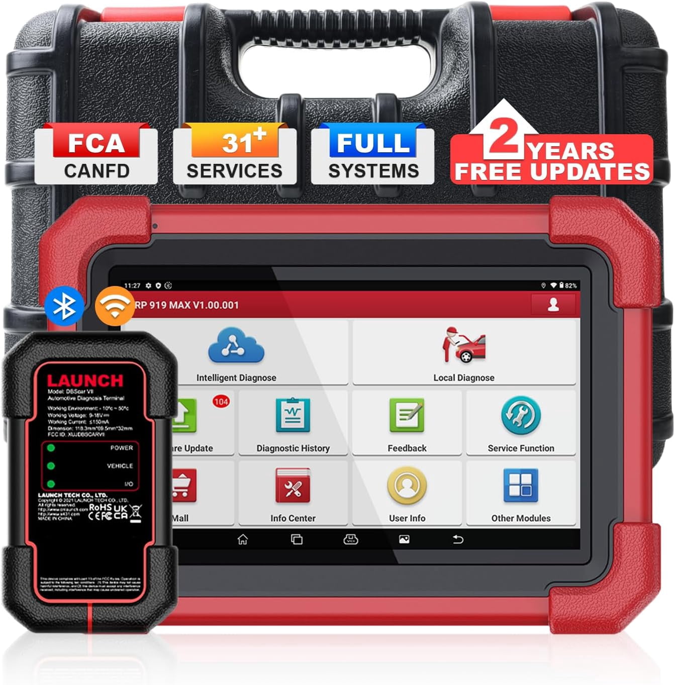 LAUNCH X431 CRP919MAX Wireless OBD2 Scanner Diagnostic Tool – Bidirectional Control, ECU Coding, 31+ Service Functions, All System Scan Tool, Android 10, 7" Tablet