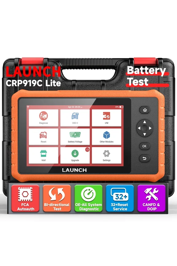 X431 CRP919C Bidirectional Scan Tool, All System Car Diagnostic Scan Tool OBD2 Scanner for All Cars with 32+ Reset Service, Active Test, AutoVin, FCA Autoauth DoIP & CAN FD, 2-Year Free Update