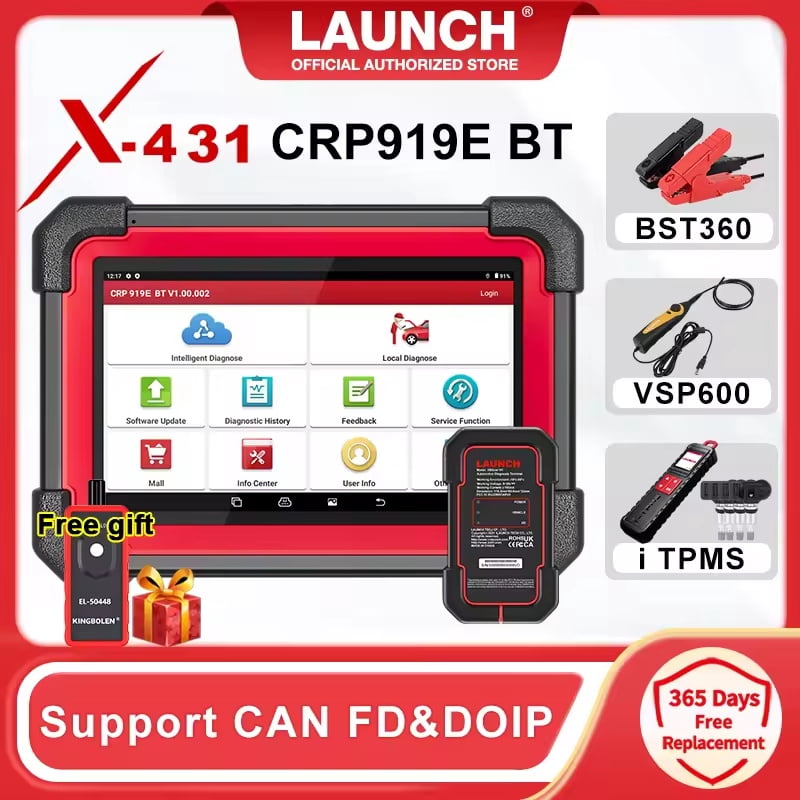 LAUNCH X431 CRP919X BT Elite Car Diagnostic OBD2 Scanner, All System Scan with DBScar VII 31+ Services CANFD DoIP, 2 Years Free Update