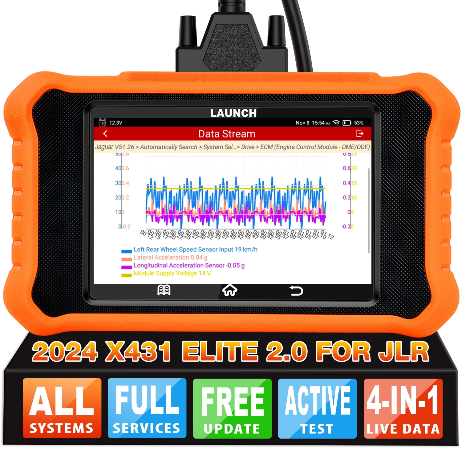 LAUNCH X431 Creader Elite 2.0 for Land Rover Jaguar OBD2 Scanner, Bi-Directional Full Systems Diagnostic Scan Tool, All Services Oil EPB TPMS Reset, Injector Reset, Auto VIN