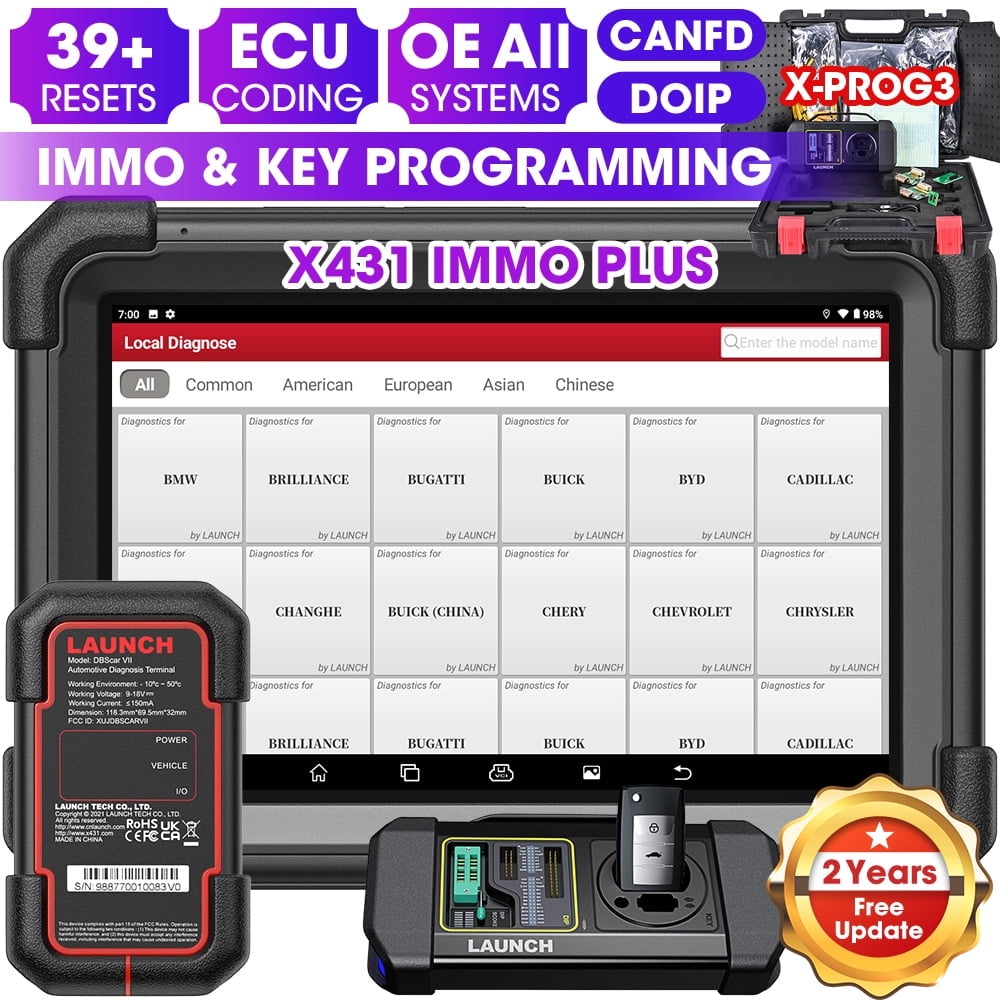 LAUNCH X431 IMMO Plus with PROG3,E'CU C0ding Scanner,All-System Diagnostics,39+ Services,2Yrs Updating