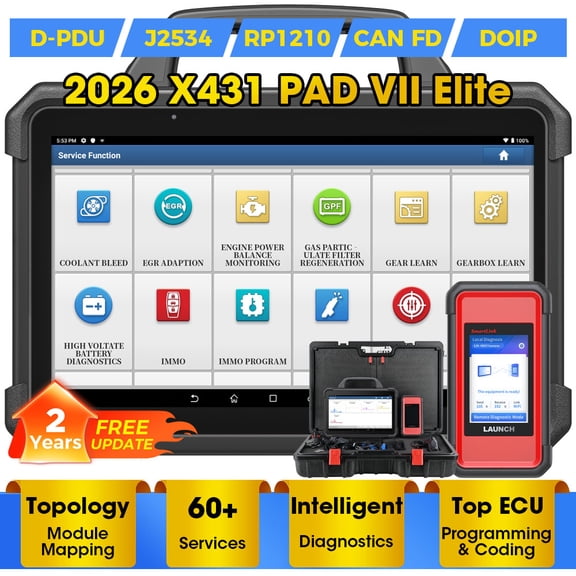 LAUNCH X-431 PAD VII Elite, Car Diagnostic Scan Tool Intelligent Topology, 60+ Services  2 Years Free Update Upgraded of X431 PRO5
