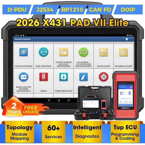 LAUNCH X-431 PAD VII Elite, Car Diagnostic Scan Tool Intelligent Topology, 60+ Services 2 Years Free Update Upgraded of X431 PRO5