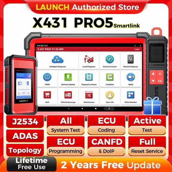 LAUNCH X431 PRO5 Diagnostic Scanner - J2534 ECU Coding, Topology Mapping, 2-Year Update,Intelligent Diagnostics