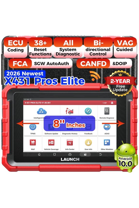 X431 PROS Elite Car Diagnostic Scan Tool, All System Diagnostics, 32+ Services, Active Test, Support CANFD DoIP and FCA Autoauth