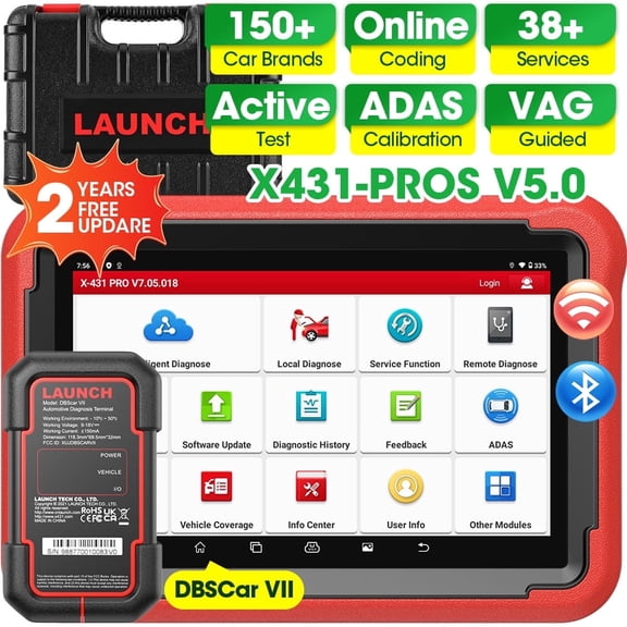 LAUNCH X431 PROS V+ 5.0 Scan Tool, 38+ Resets, ECU Coding, CANFD, FCA AutoAuth, 2 Yrs Free Updates