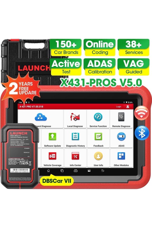 X431 PROS V+ 5.0 Scan Tool, 38+ Resets, ECU C0ding, CANFD, FCA AutoAuth, 2 Years Free Updates