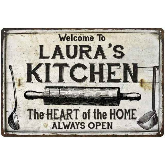 LAURA'S Kitchen Farmhouse Sign 8 x 12 High Gloss Metal 208120033025