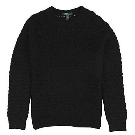 LAUREN RALPH LAUREN Pointelle Knit Crewneck Pullover Sweater (Small, Claret)
