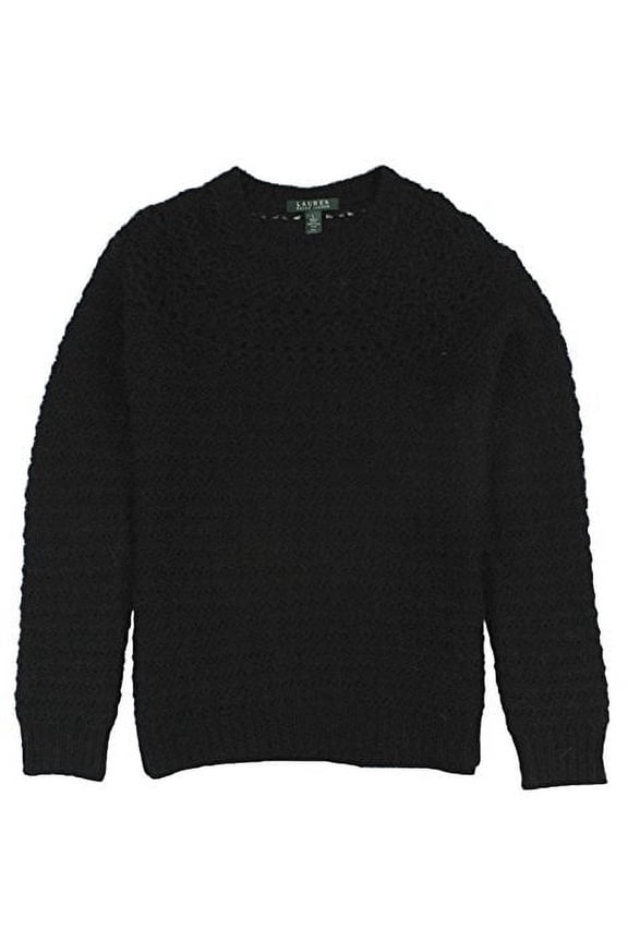 Pointelle Knit Crewneck Pullover Sweater (Small, Claret)