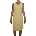 thumbnail image 1 of LAUREN RALPH LAUREN V-Neck Faux Wrap Empire Waist Dress, Island Yellow (16), 1 of 4