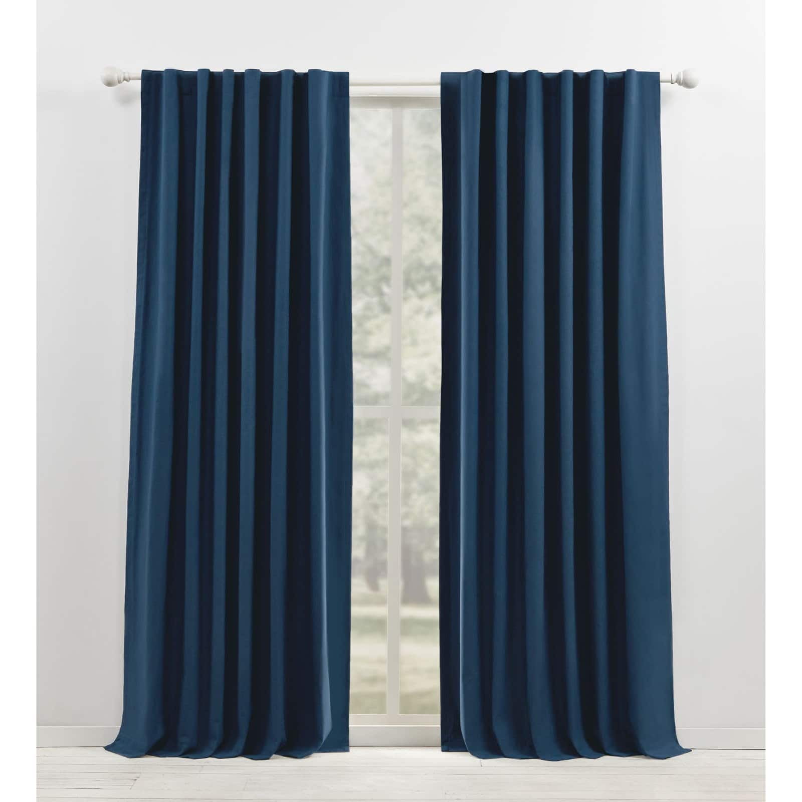 Pure White Cotton Blackout Pleated Curtain Panel 52" x 108"