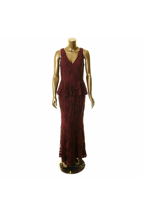 Women's Lace Peplum Gown (Plum, 12)