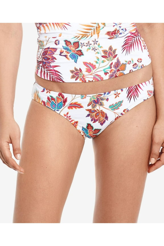 Women's Multi Color Printed Stretch Lined Moderate Coverage Jacobean Hipster Swimsuit Bottom 16