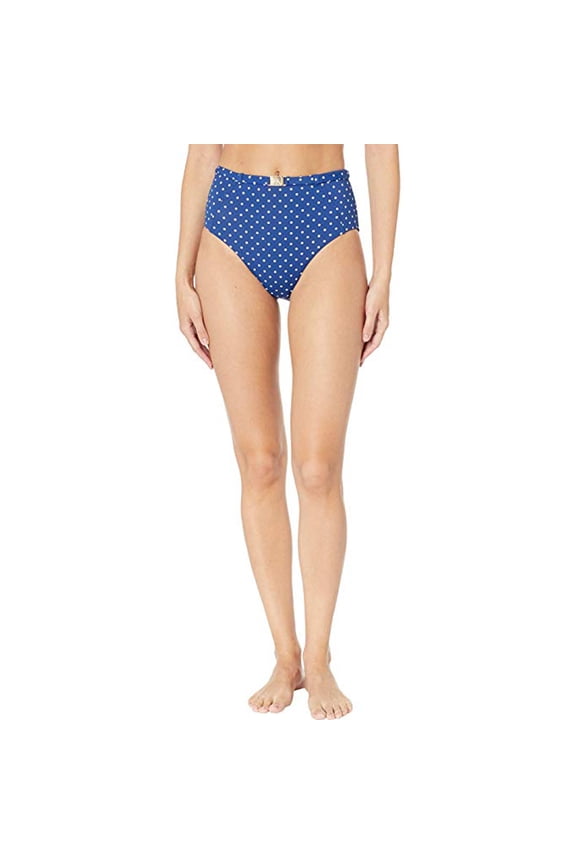 Women's Pindot High-Waisted Belted Pant Bottoms, Indigo, 6