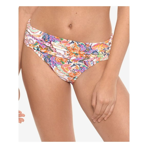 LAUREN RALPH LAUREN Women's White Paisley Stretch Lined Full Coverage Wide Band Swimsuit Bottom 10