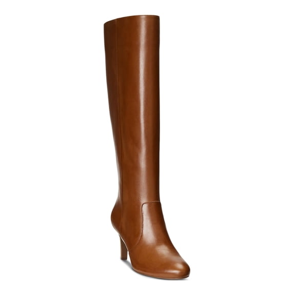 LAUREN RALPH LAUREN Womens Beige Padded Caelynn Almond Toe Stiletto Zip-Up Leather Dress Boots 6.5