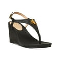 thumbnail image 1 of LAUREN RALPH LAUREN Womens Black Logo Cushioned Jeannie Round Toe Wedge Buckle Dress Sandals 8.5 B, 1 of 4