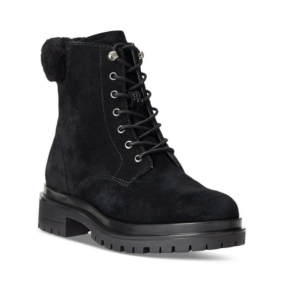 LAUREN RALPH LAUREN Womens Black Lug Sole Carlee Round Toe Lace-Up Boots Shoes 6.5 B