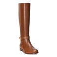 thumbnail image 1 of LAUREN RALPH LAUREN Womens Brown Padded Buckle Accent Goring Brittaney Round Toe Block Heel Zip-Up Leather Riding Boot 6 B, 1 of 4