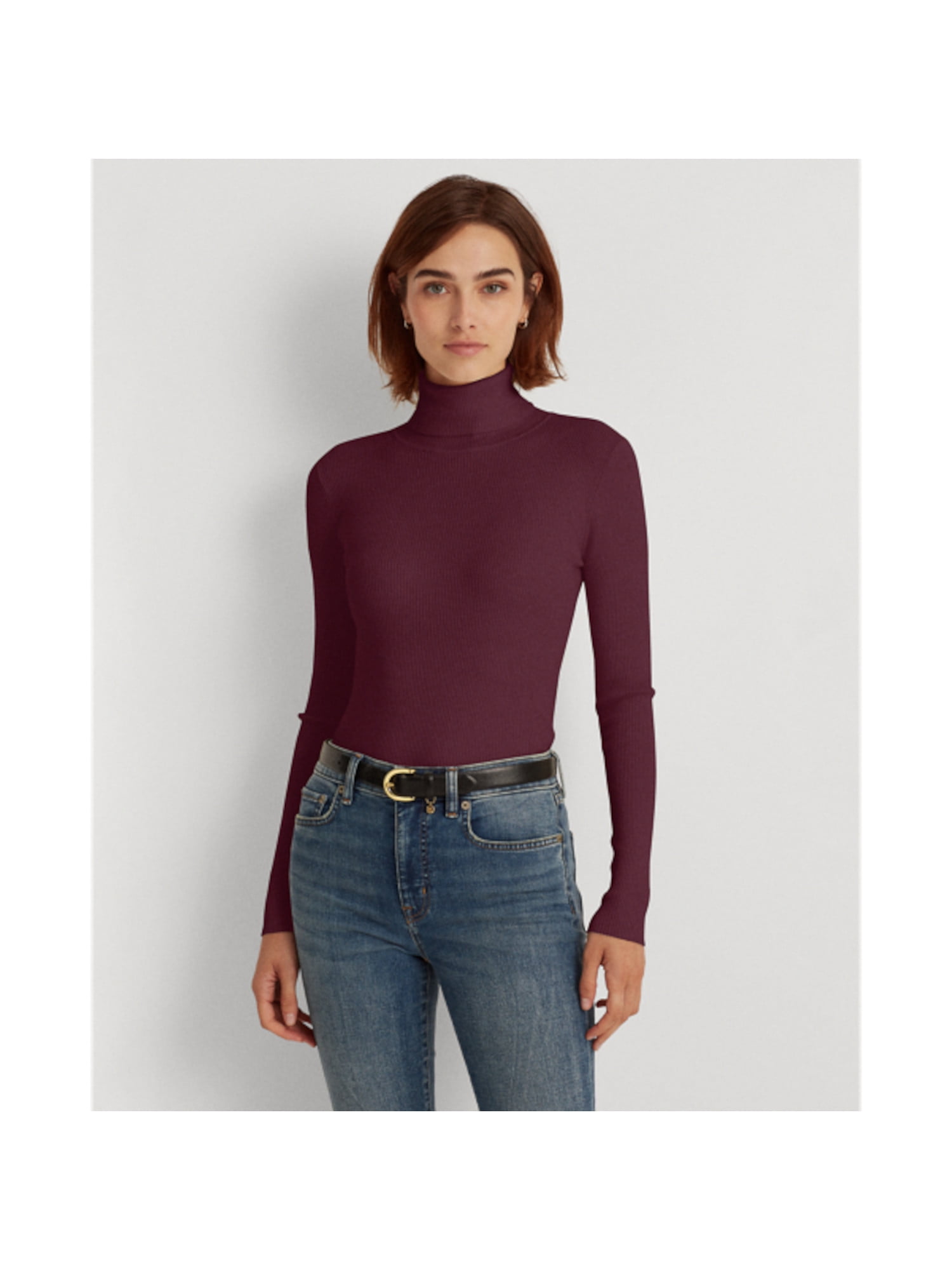 Burgundy roll store neck top