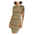 thumbnail image 1 of LAUREN RALPH LAUREN Womens Green Knit Ribbed Printed Short Sleeve Crew Neck Above The Knee Sweater Dress XL, 1 of 4