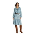 thumbnail image 1 of LAUREN RALPH LAUREN Womens Light Blue Tie Ruffled Blouson Sleeve Split Below The Knee Blouson Dress 14, 1 of 4