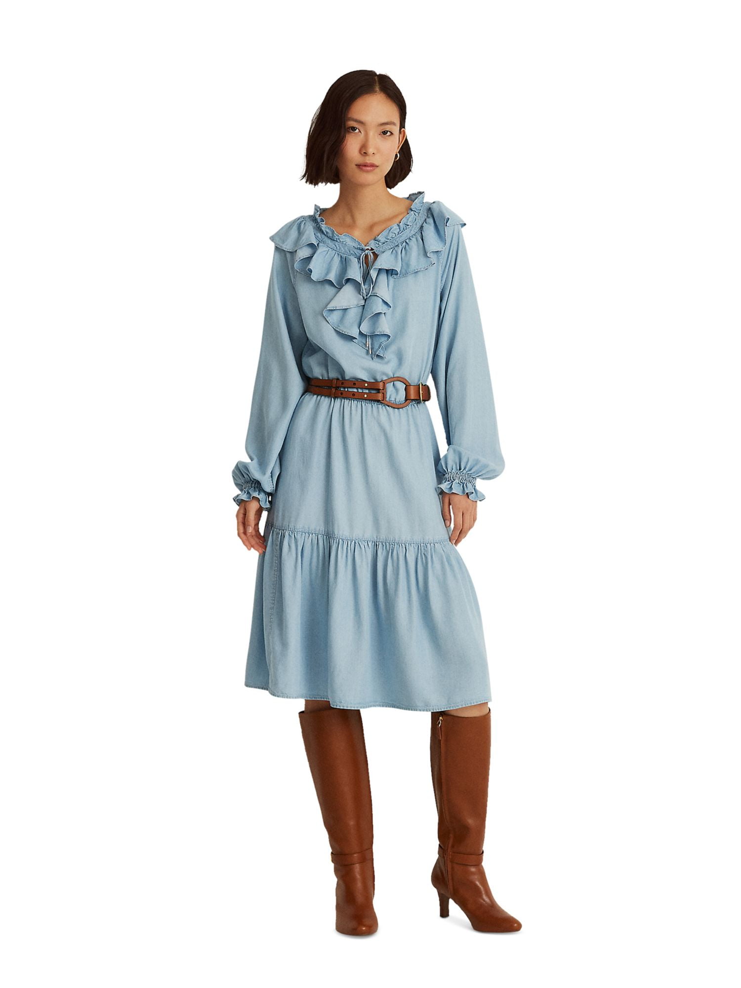 blue blouson dress Mac Duggal - Blue Long Sleeve Beaded Blouson Gown main image 1