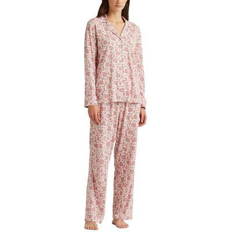 LAUREN RALPH LAUREN Womens Long Sleeve Notch Collar Pajama Set