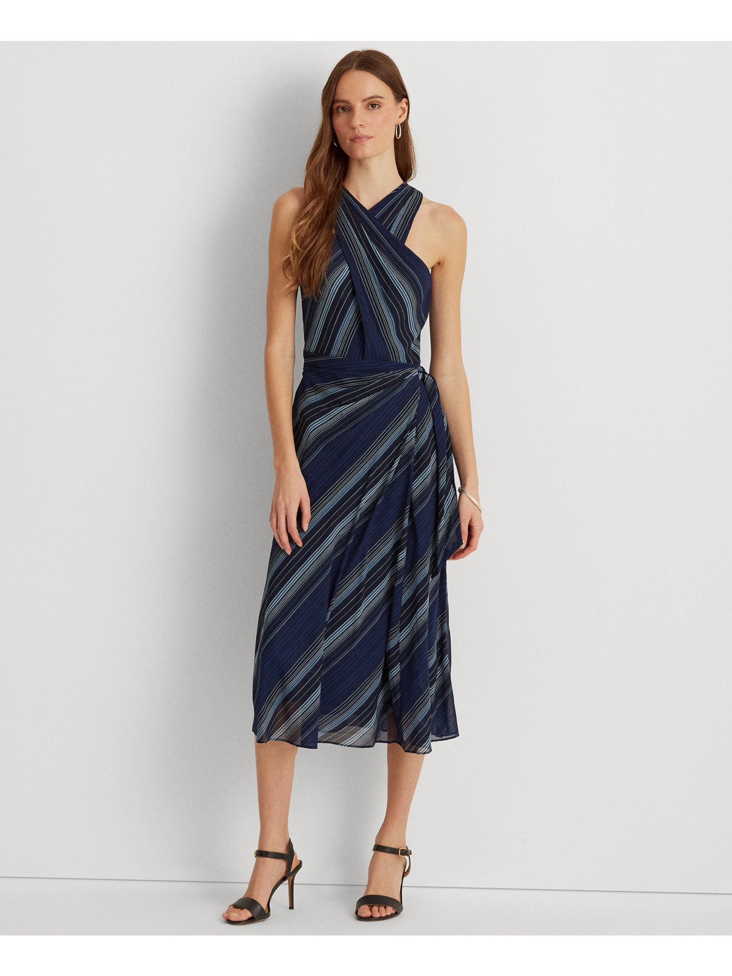 KOBI HALPERIN Womens Black Stretch Zippered Pleated Bodice Lined Sleeveless Round Neck Above The Knee Wear To Work Sheath Dress