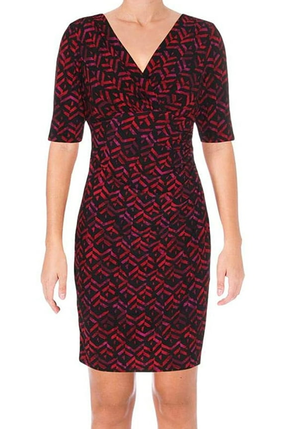 Womens Petites Printed Office Wear to Work Dress