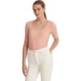 thumbnail image 1 of LAUREN RALPH LAUREN Womens Pink Ribbed Short Sleeve Scoop Neck Top L, 1 of 3