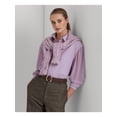 thumbnail image 1 of LAUREN RALPH LAUREN Womens Purple Striped Long Sleeve Point Collar Wear To Work Button Up Top S, 1 of 4