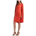 thumbnail image 1 of LAUREN RALPH LAUREN Womens Red Zippered Darted Capelet Lined Long Sleeve Boat Neck Above The Knee Cocktail Sheath Dress 8, 1 of 4