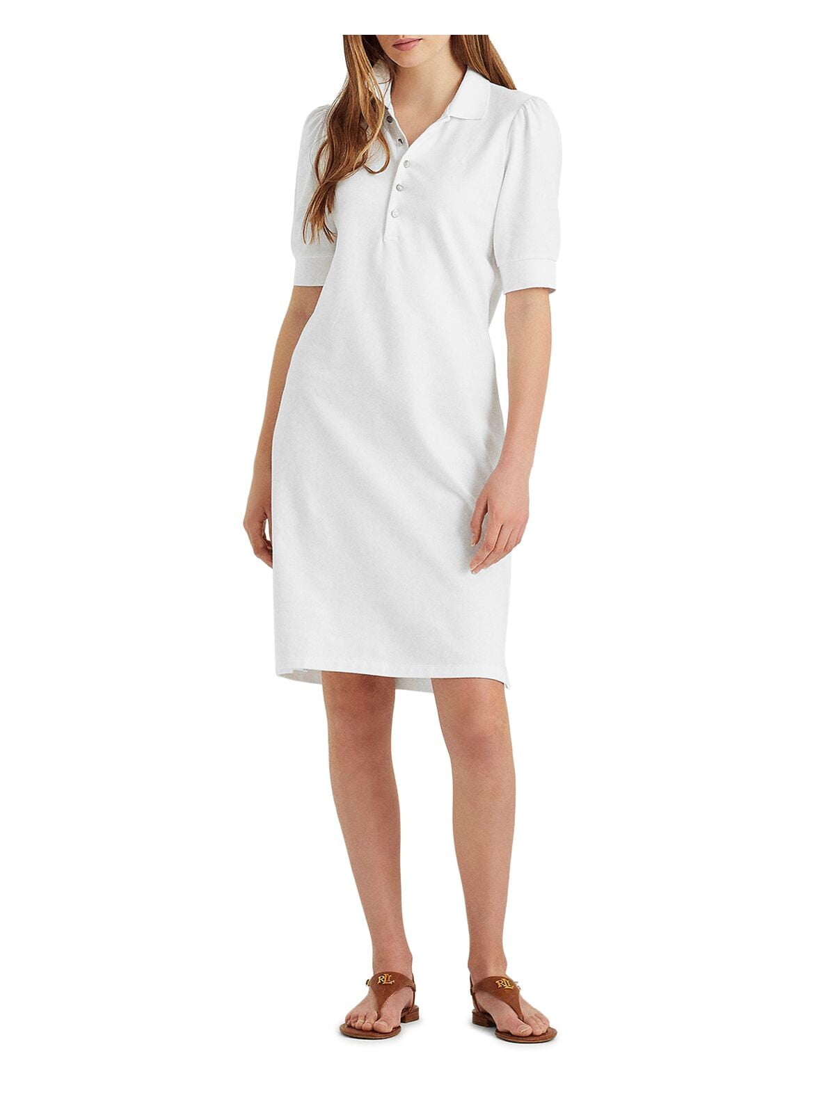 LAUREN RALPH LAUREN Womens White Elbow Sleeve Point Collar Above The Knee  Wear To Work Shift Dress M - Walmart.com