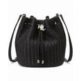 thumbnail image 1 of LAUREN Ralph Lauren Andie Woven Leather Small Drawstring Bag Purse Black Rt $425, 1 of 5