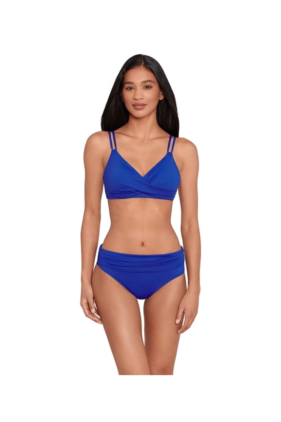 Beach Club Underwire Full Coverage Bra Double Strap Twist Removable Cups Royal 8 One Size