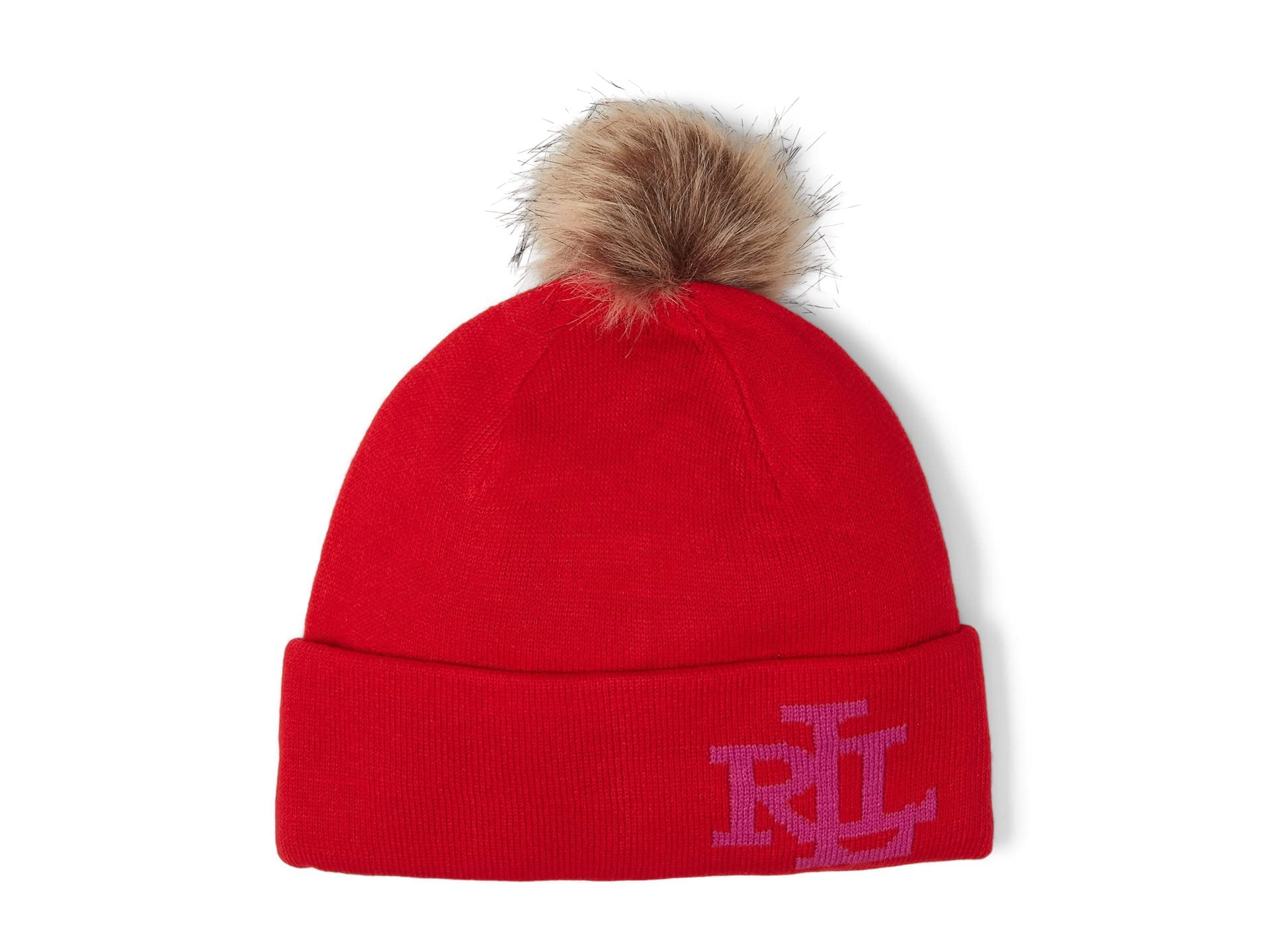 LAUREN Ralph Lauren Knit Logo Beanie with Pom-Pom Red/Bright  display picture 3
