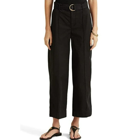 LAUREN Ralph Lauren Micro-Sanded Twill Belted Wide-Leg Pants