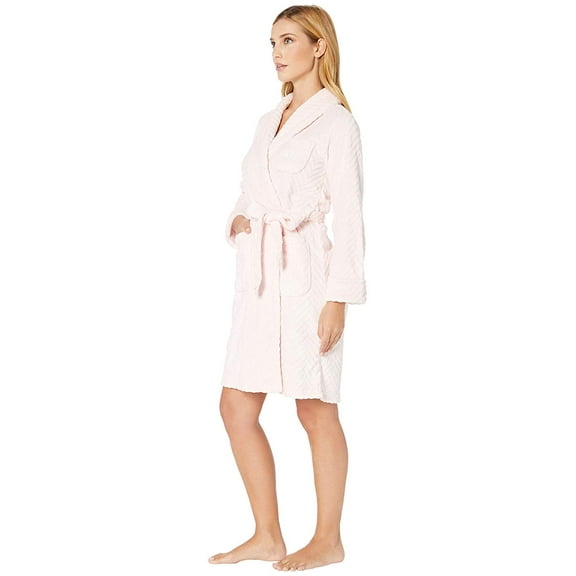 LAUREN Ralph Lauren Short Shawl Collar Sculpted Robe Pink 1